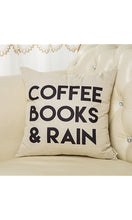 Coffee Books and Rain Motivational Inspirational Quote Cotton Linen Home...