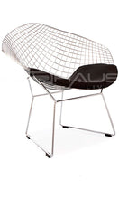 ModHaus Mid Century Modern Bertoia Style Chrome Diamond Accent Chair with Black...