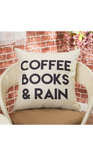 Coffee Books and Rain Motivational Inspirational Quote Cotton Linen Home...