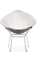ModHaus Mid Century Modern Bertoia Style Chrome Diamond Accent Chair with Black...